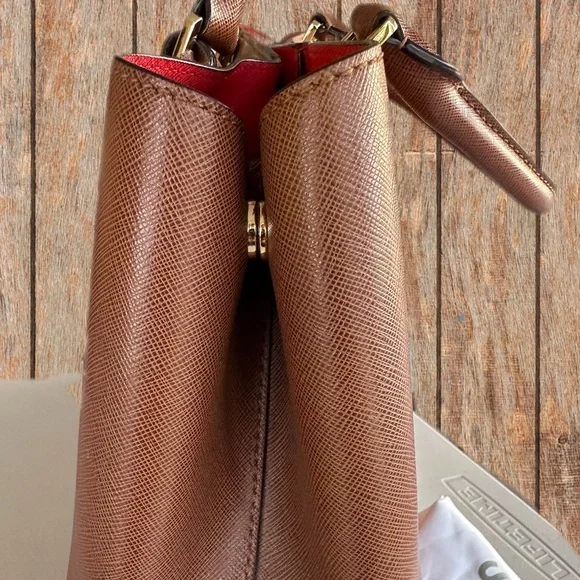 NWOT | MICHEAL KORS  Greenwich Medium Saffiano grab bag Luggage/watermelon red. - Picture 5 of 14